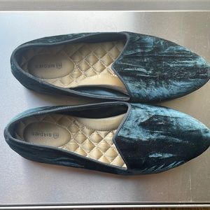 Birdies The Heron green velvet slipper loafer flats